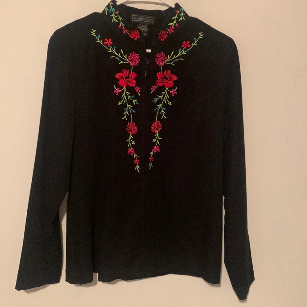 Elementz Embroidered Zip Up Blouse